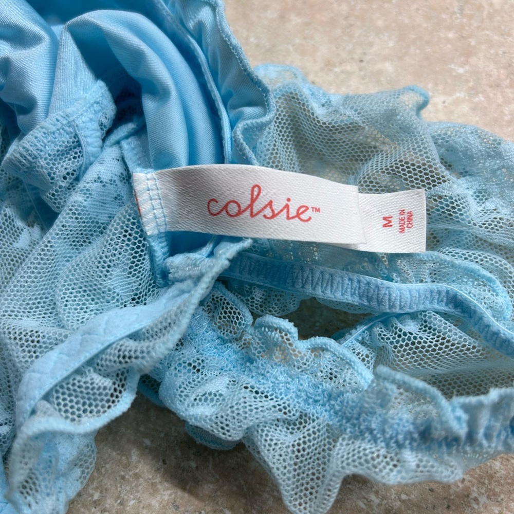 Women's Blue Lace Off-Shoulder Bralette - Picture 6 of 7
